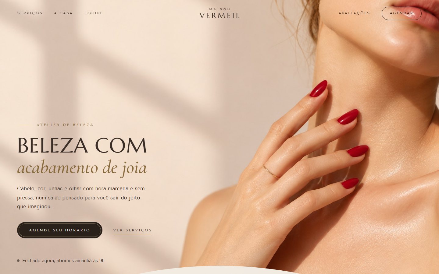 Primeira tela do site do Maison Vermeil